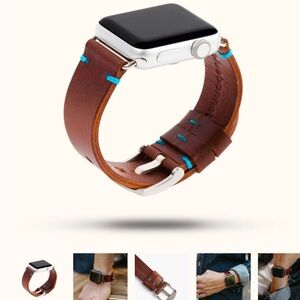 The Maverick Italian Leather Apple Watch Band - Bordeaux Brown
